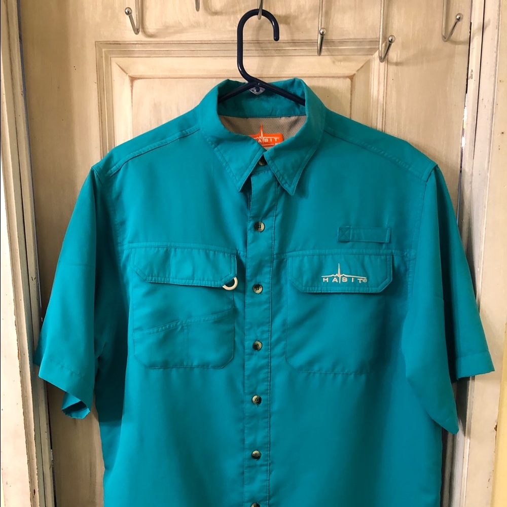 Turquoise Mens Fishing Shirt Med worn few times
